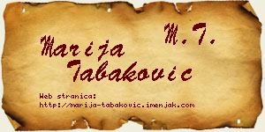 Marija Tabaković vizit kartica